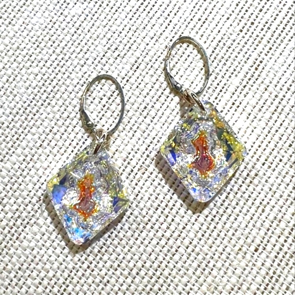 Swarovski Crystal diamond druzy earrings - Picture 1 of 5
